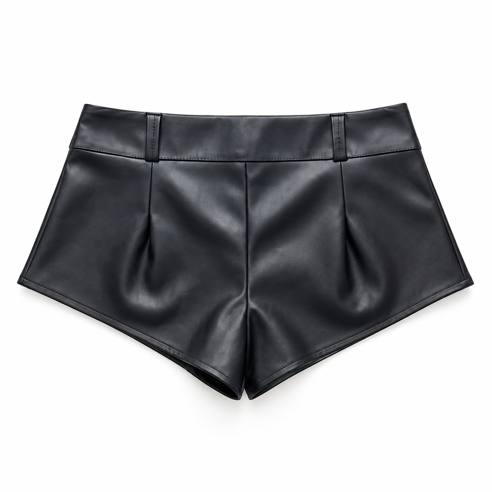 Short preto com passantes e pregas